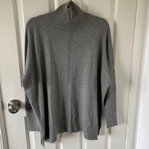 Lilla P Tunic High Neck Drop Shoulder Gray Sweater